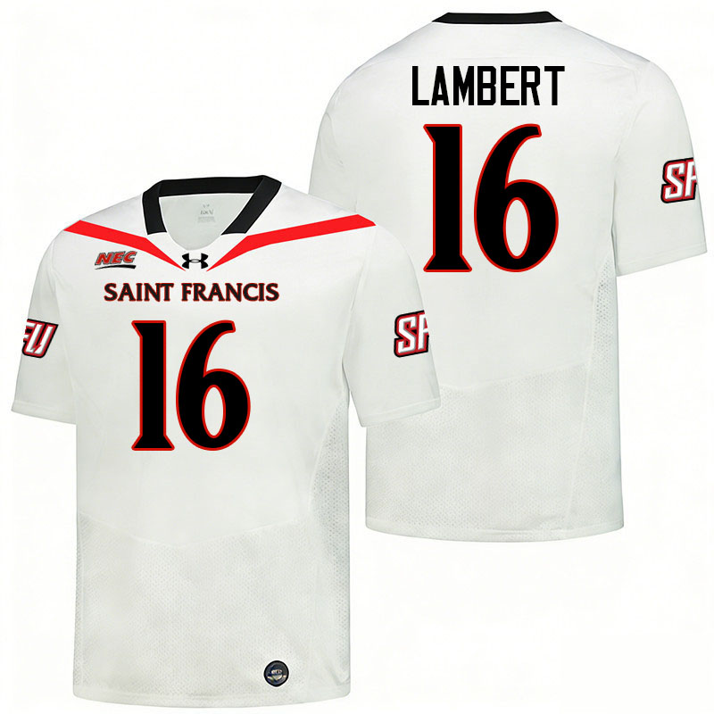 Saint Francis Red Flash #16 Denzel Lambert College Football Jerseys,Uniforms Stitched-White